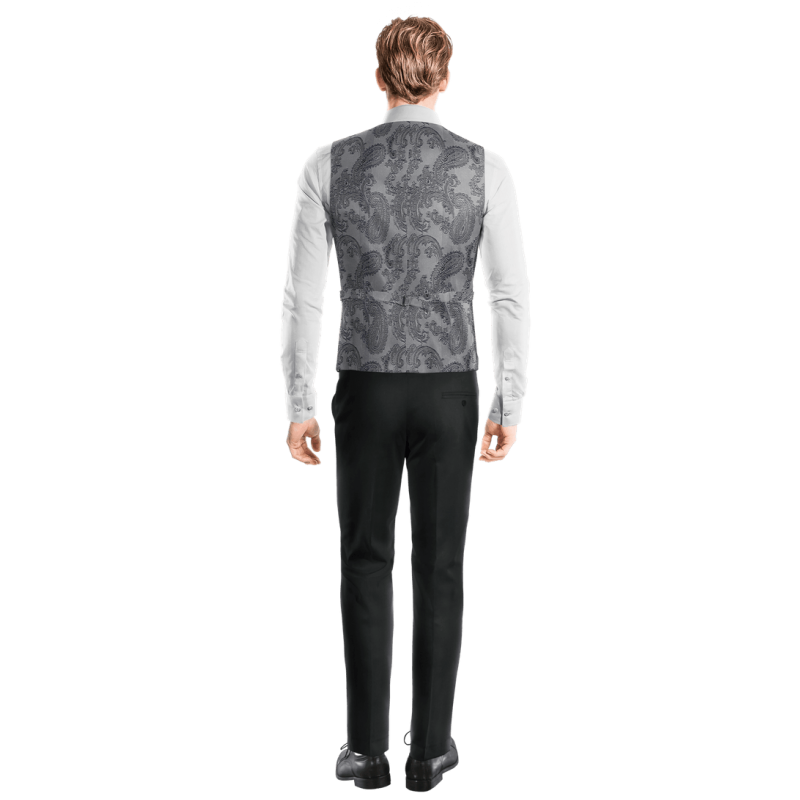 Silver floral Polyester wedding double breasted Suit Vest