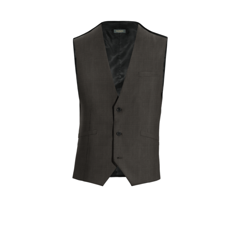 Grey Houndstooth Wool Blends Vest