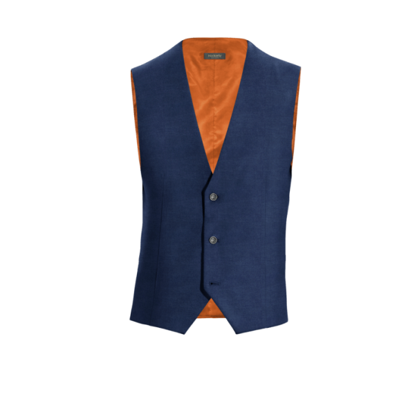 Navy Blue linen Vest with brass buttons