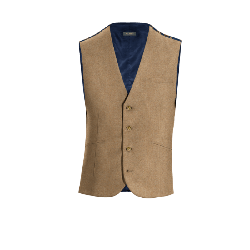 Camel Tweed Vest with brass buttons
