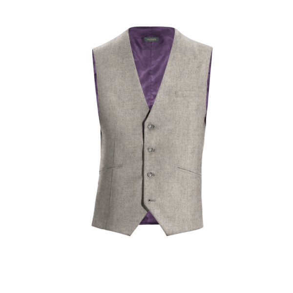 Beige Tweed Vest with brass buttons