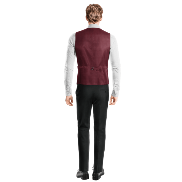 Burgundy Wool Blends lapeled double breasted Vest