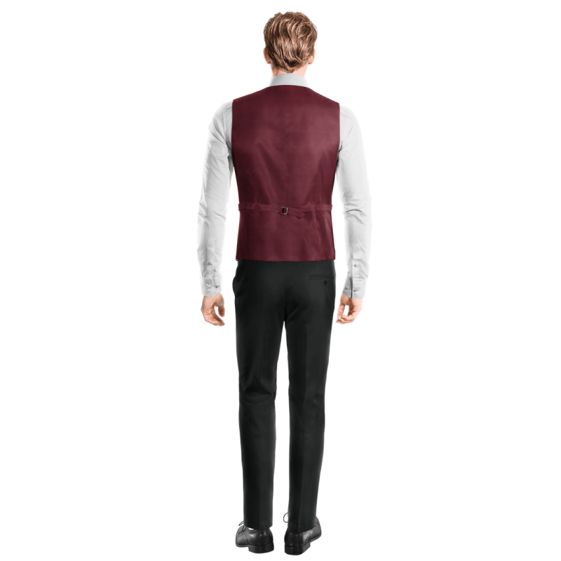 Burgundy Wool Blends lapeled double breasted Vest
