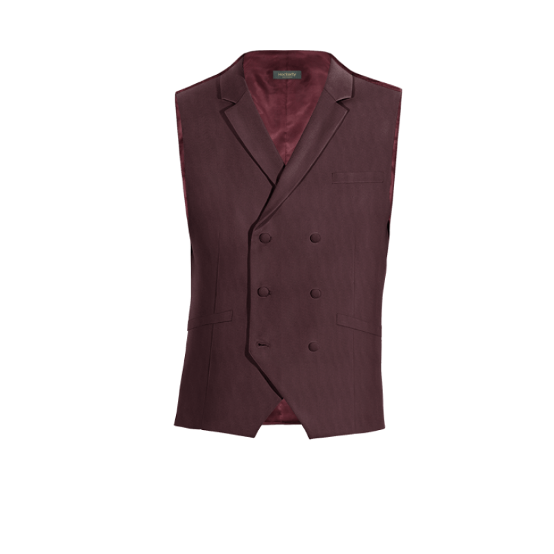 Burgundy Wool Blends lapeled double breasted Vest