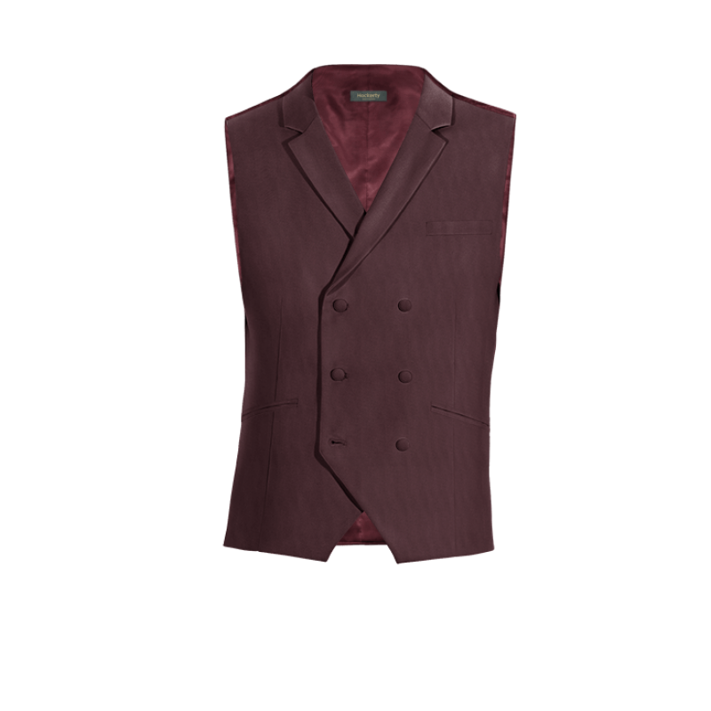 Burgundy Wool Blends lapeled double breasted Suit Vest