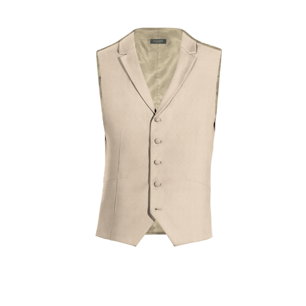 Sand Wool Blends lapeled Suit Vest