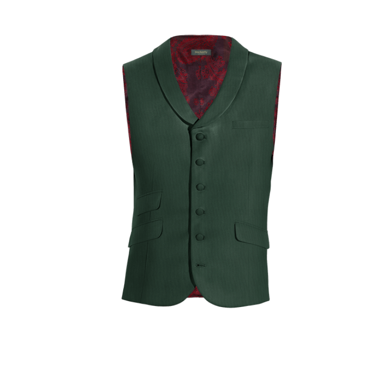 Green Wool Blends round lapel Vest