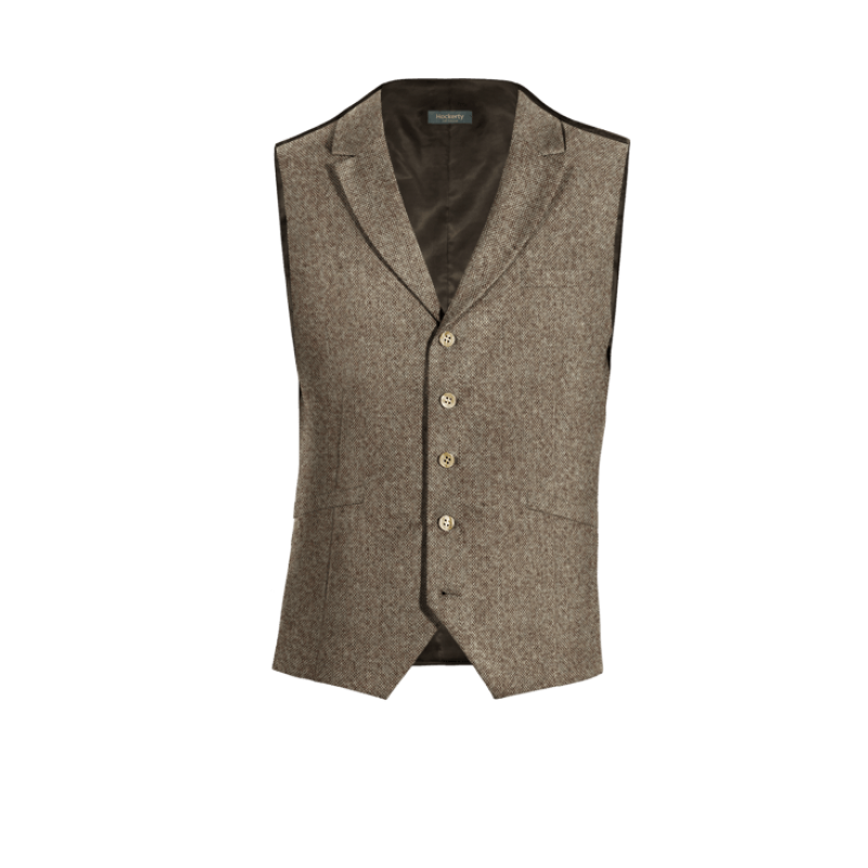 Light Brown rustic Tweed lapeled Vest