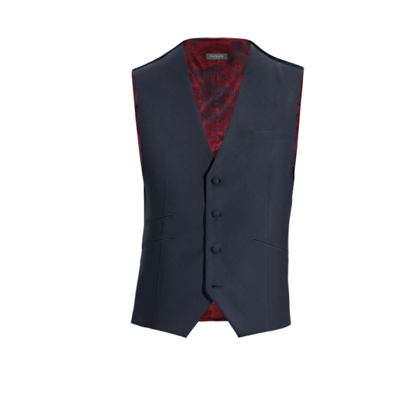 Navy Blue Wool Blends Vest