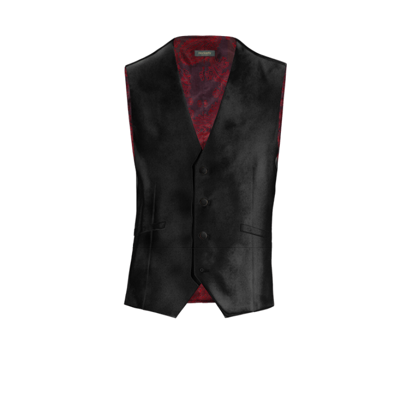 Black Velvet Vest with brass buttons