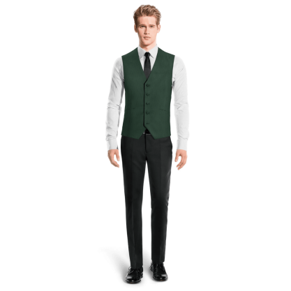 Green Wool Blends Suit Vest