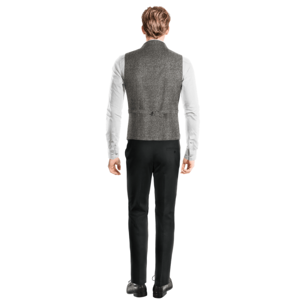 Light Grey rustic Tweed peak lapel Suit Vest