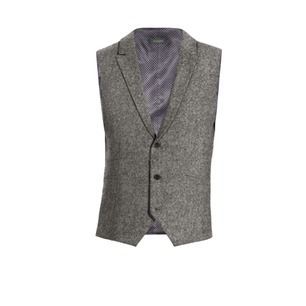 Light Grey rustic Tweed peak lapel Suit Vest