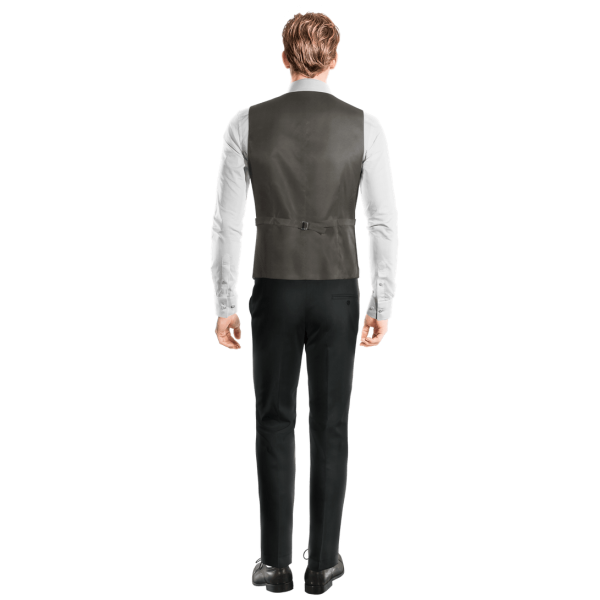 Dark Grey Houndstooth Tweed Dress Vest