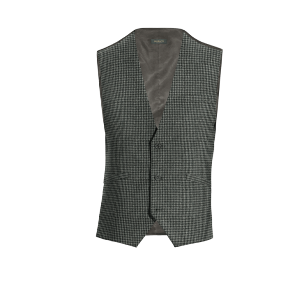 Dark Grey Houndstooth Tweed Dress Vest