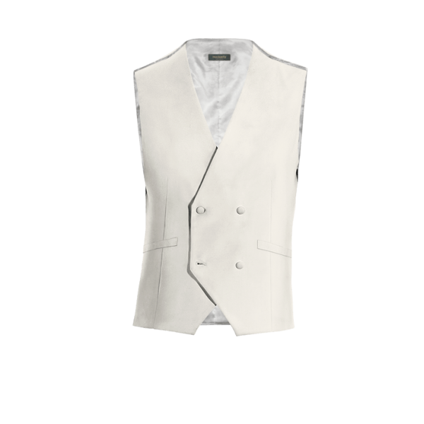 White Wool Blends double-breasted Vest