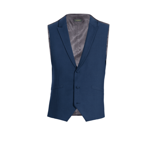 Royal Blue Wool Blends peak lapel Vest