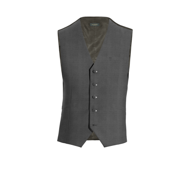 Grey 100% wool Vest with brass buttons