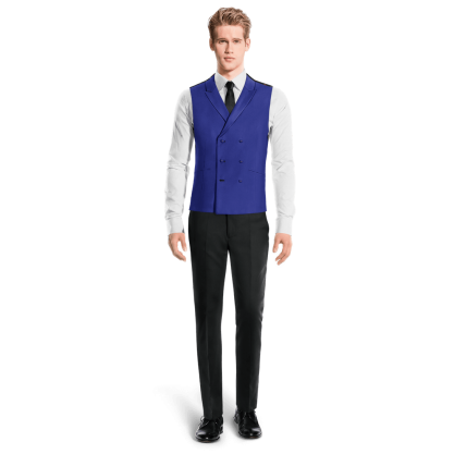 Royal Blue Wool Blends peak lapel double breasted Vest