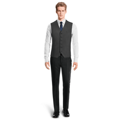Dark Grey striped 100% wool Suit Vest