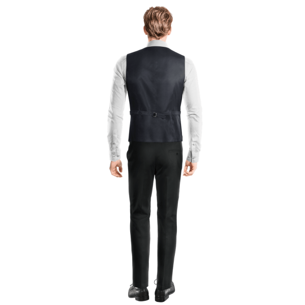 Dark Grey striped 100% wool Suit Vest