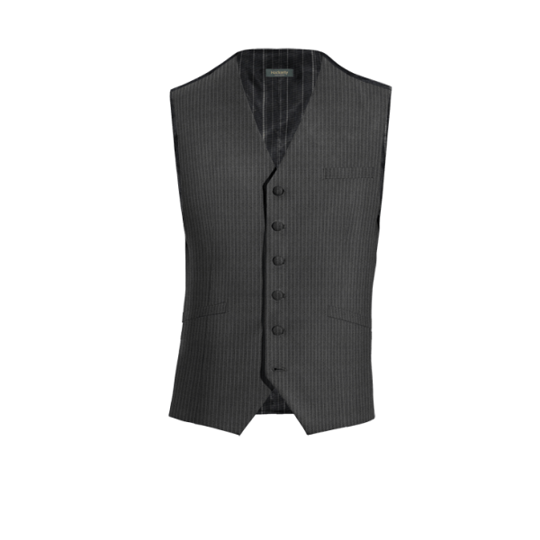 Dark Grey striped 100% wool Suit Vest