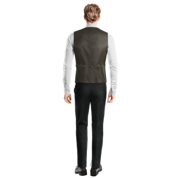 Grey pure wool lapeled double breasted Vest
