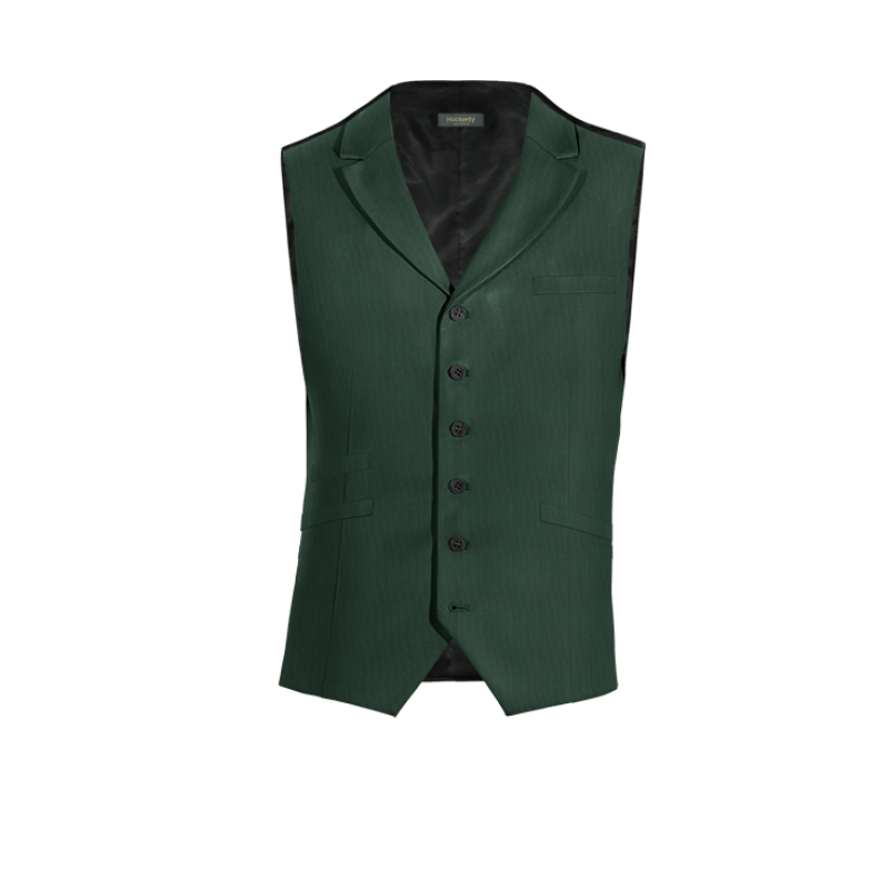 Green Wool Blends lapeled Vest