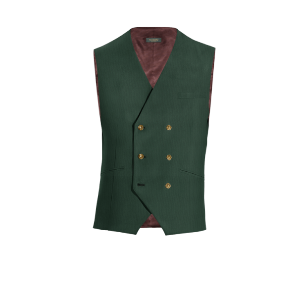 Green Wool Blends double breasted Vest with brass buttons