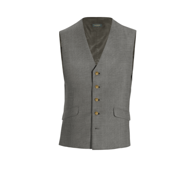 Light Grey pure wool Vest with brass buttons