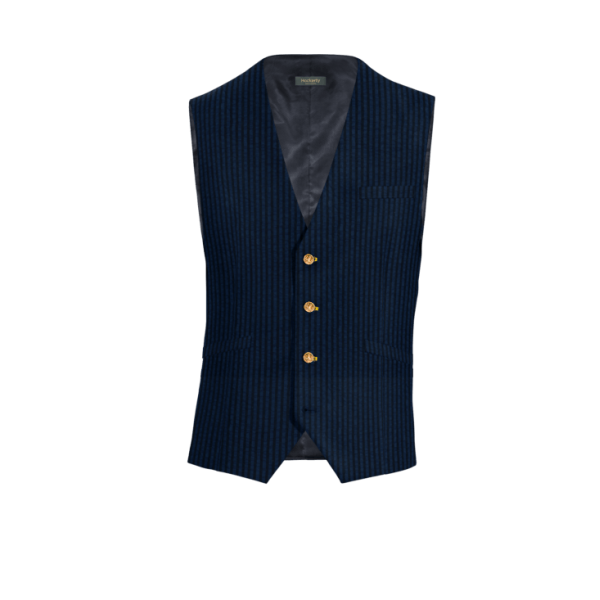 Navy Blue striped seersucker Suit Vest with brass buttons