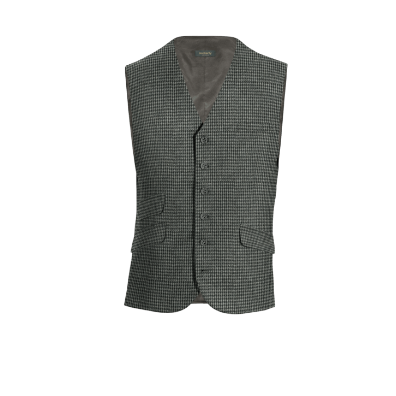 Dark Grey Houndstooth Tweed Vest