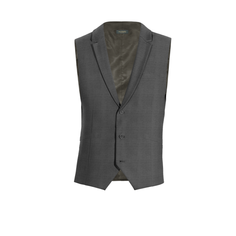 Grey 100% wool lapeled Vest