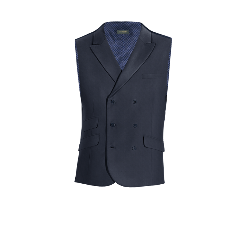 Navy Blue Wool Blends peak lapel double breasted Vest