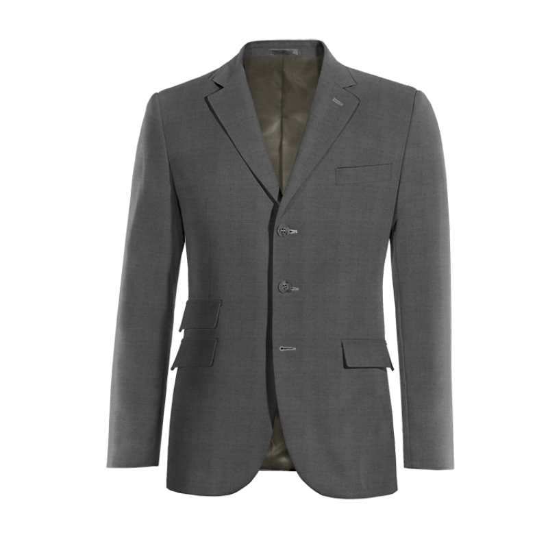 Grey Pure wool 3 buttons Jacket with customized threads