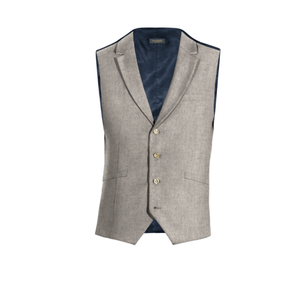 Beige Tweed lapeled Suit Vest