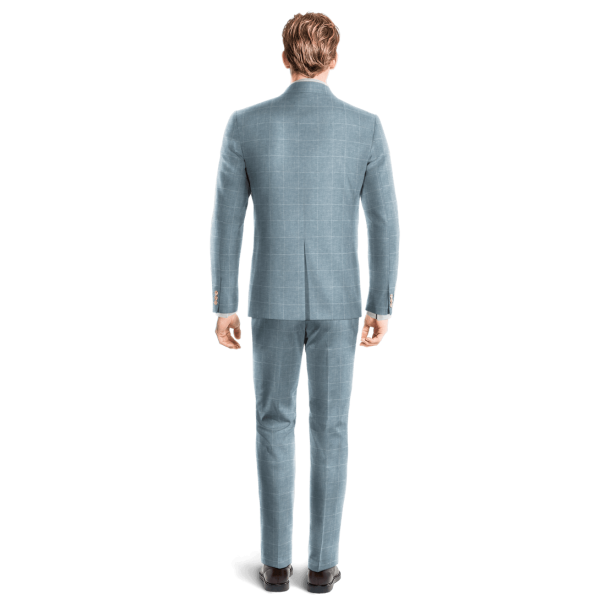 Blue Plaid Cotton-Linen Suit