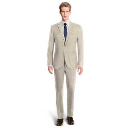 Sand linen unlined Suit with pocket square