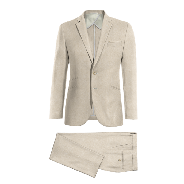 Sand linen unlined Suit with pocket square