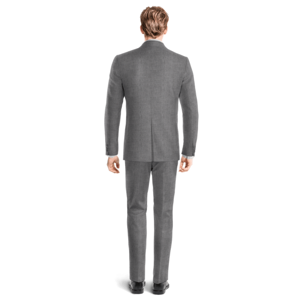 Grey rustic linen wide lapel Suit with pocket square
