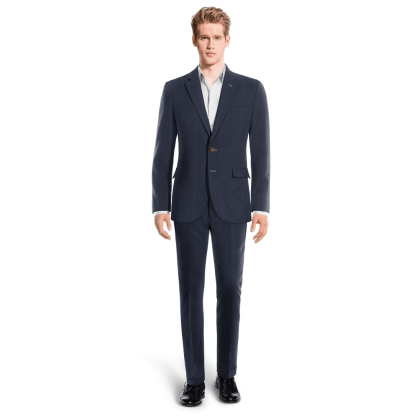 Blue linen unlined Suit with customized threads