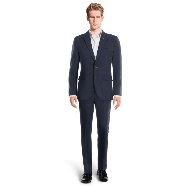 Blue linen unlined Suit with customized threads