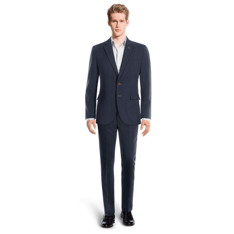 Blue linen unlined Suit with customized threads