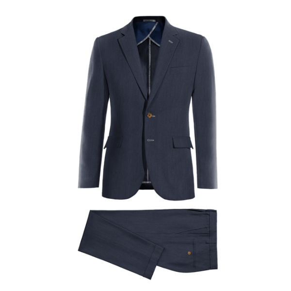 Blue linen unlined Suit with customized threads