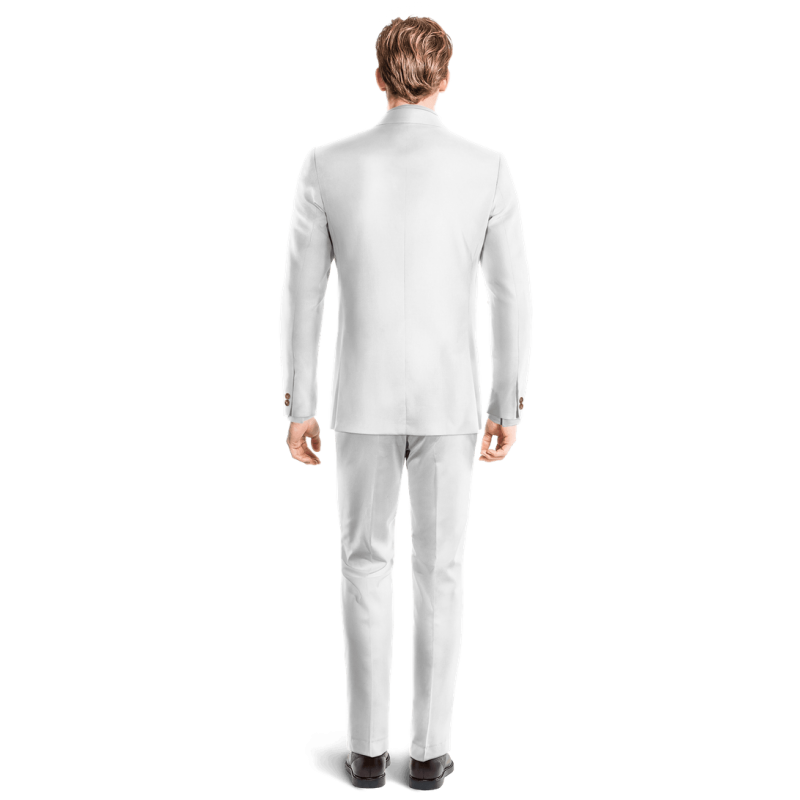 White linen rounded lapel Slim Fit unlined Suit