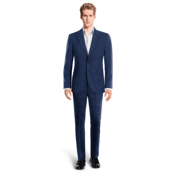 Blue linen wide lapel Slim Fit unlined Suit