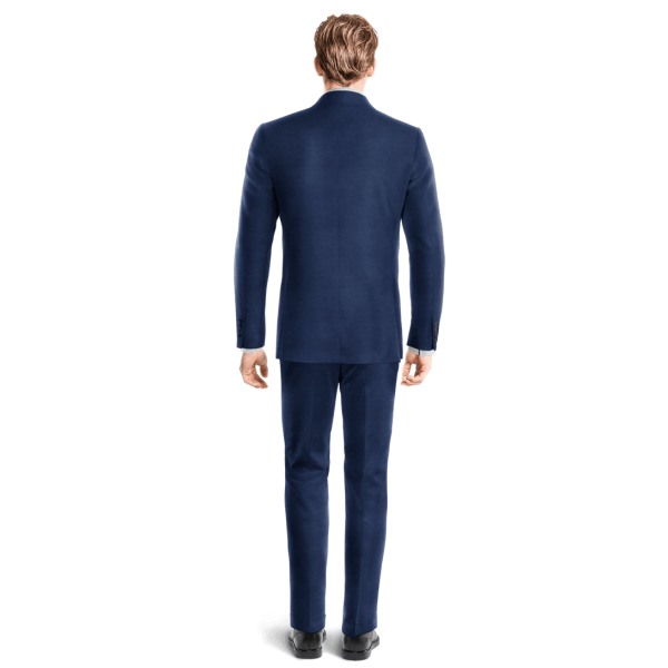 Blue linen wide lapel Slim Fit unlined Suit