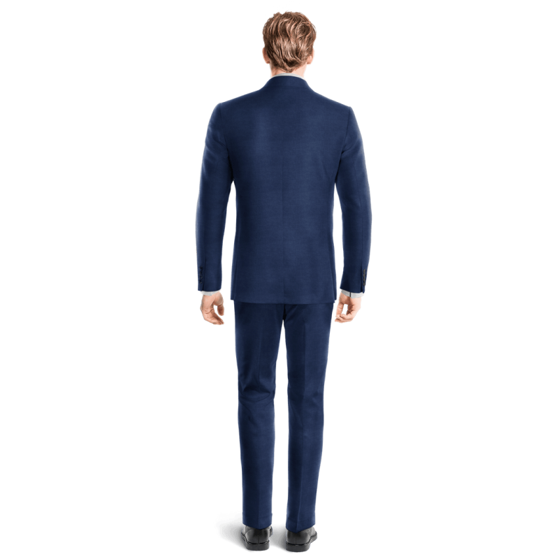 Blue linen wide lapel Slim Fit unlined Suit