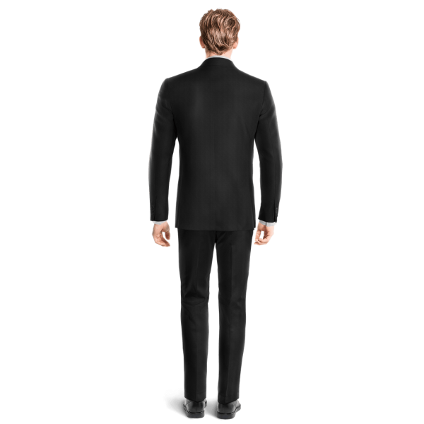 Black Wool Blends peak lapel unlined Suit
