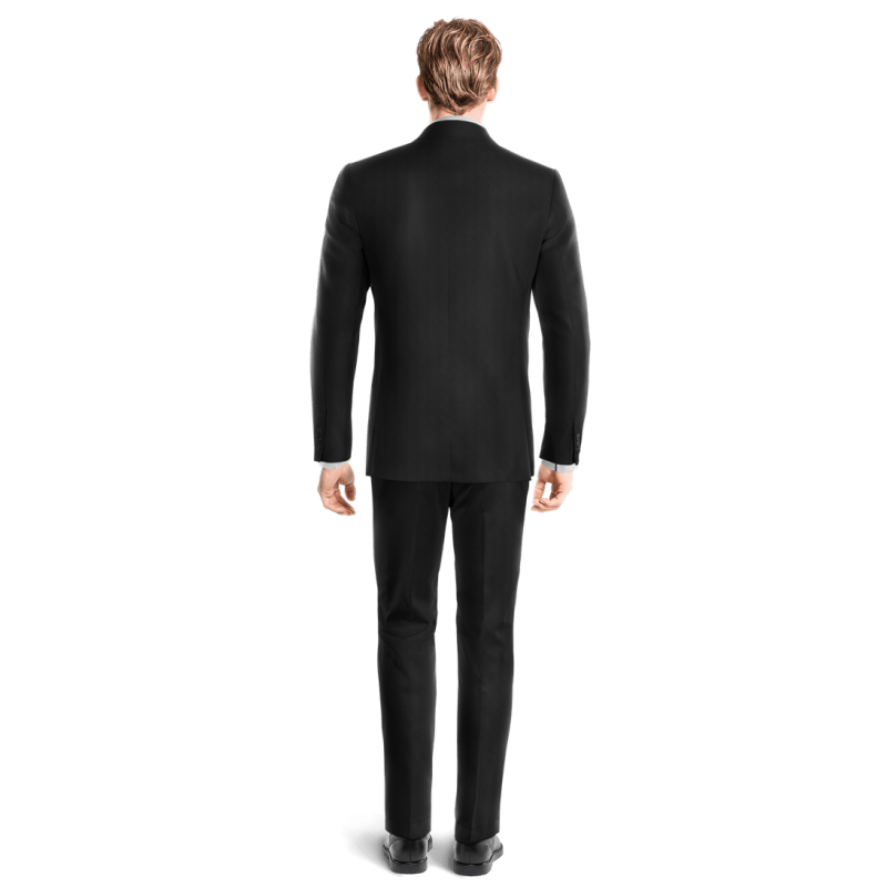 Black Wool Blends peak lapel unlined Suit